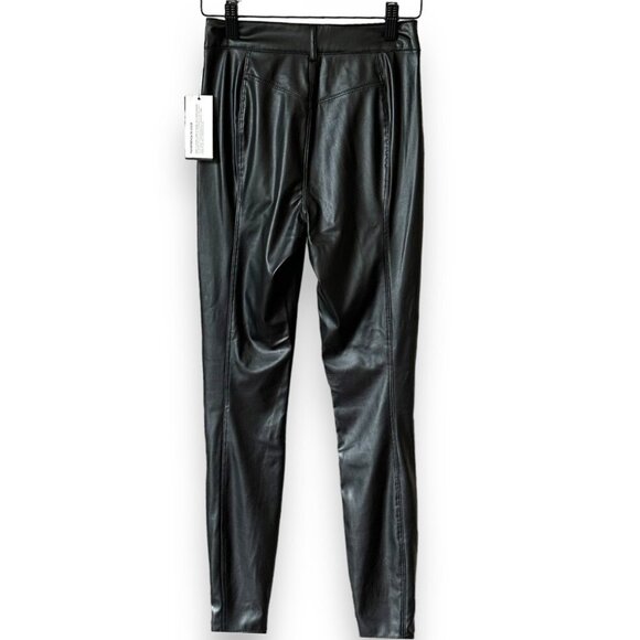 GUESS Women's Soto Faux Leather Skinny Pant Jet Black Sz 0 - Picture 4 of 12